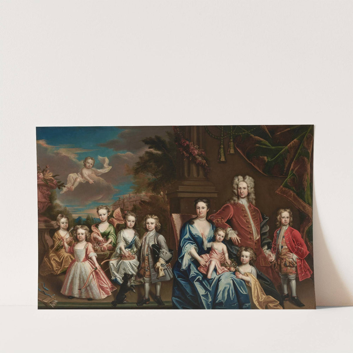 Group portrait of James Herbert (1688-1721) and Maria Herbert, née Hallet (d. 1729), with their children, in the park at Tythrop by James Maubert