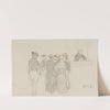 Groupe de six personnes et une personne derrière un comptoir by Georges Hugo