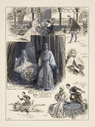 Grouped vignettes depicting characters and scenes from Othello as performed at the Lyric in 1902 (1902) — size preview