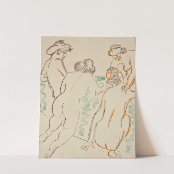 Gruppe nackter Frauen in Unterhaltung (1905) by Ernst Ludwig Kirchner