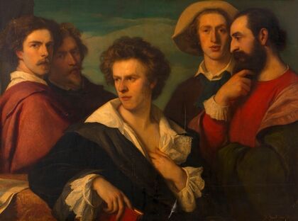 Gruppenbildnis von fünf Freunden (Gustav Gaul, Karl Ferdinand Konradi, Josef Lewinsky, Adolf James Julius Price, Franz Melnitzky)