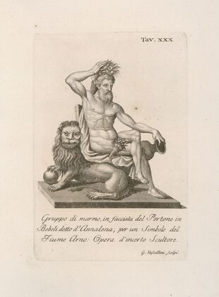 Gruppo di marmo, in facciata del Portone in Boboli detto d’Annalena; per un Simbolo del Fiume Arno