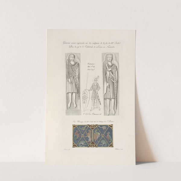 Guerriers armés, représentés sur des sculpture de la fin du XIIe. siècle. [...] Pavé mosaïque du XIIe. siècle tiré de l&#039;abbaye de St. Denis. by Nicolas Xavier Willemin