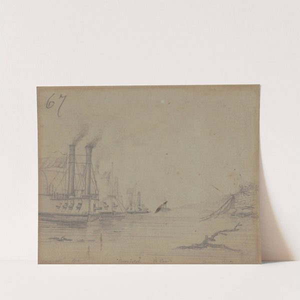 Gunboats on the Cumberland River, near Nashville [Tennessee], Carondolet in front by Adolph Metzner
