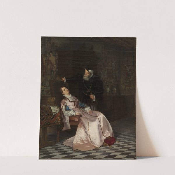 Gustav Vasa finds his consort Katarina Stenbock asleep and hears her say; &#039;I am very fond of King Gösta, but I will never forget Rosen&#039; by Hugo Salmson