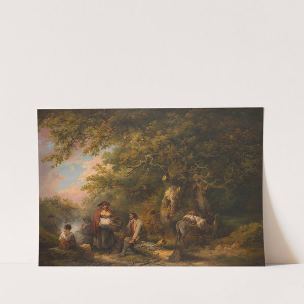 Gypsy Encampment with Seated Man Breaking Firewood by George Morland