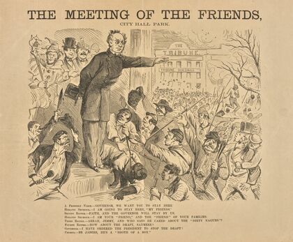 The meeting of the friends, City Hall Park. (1868)