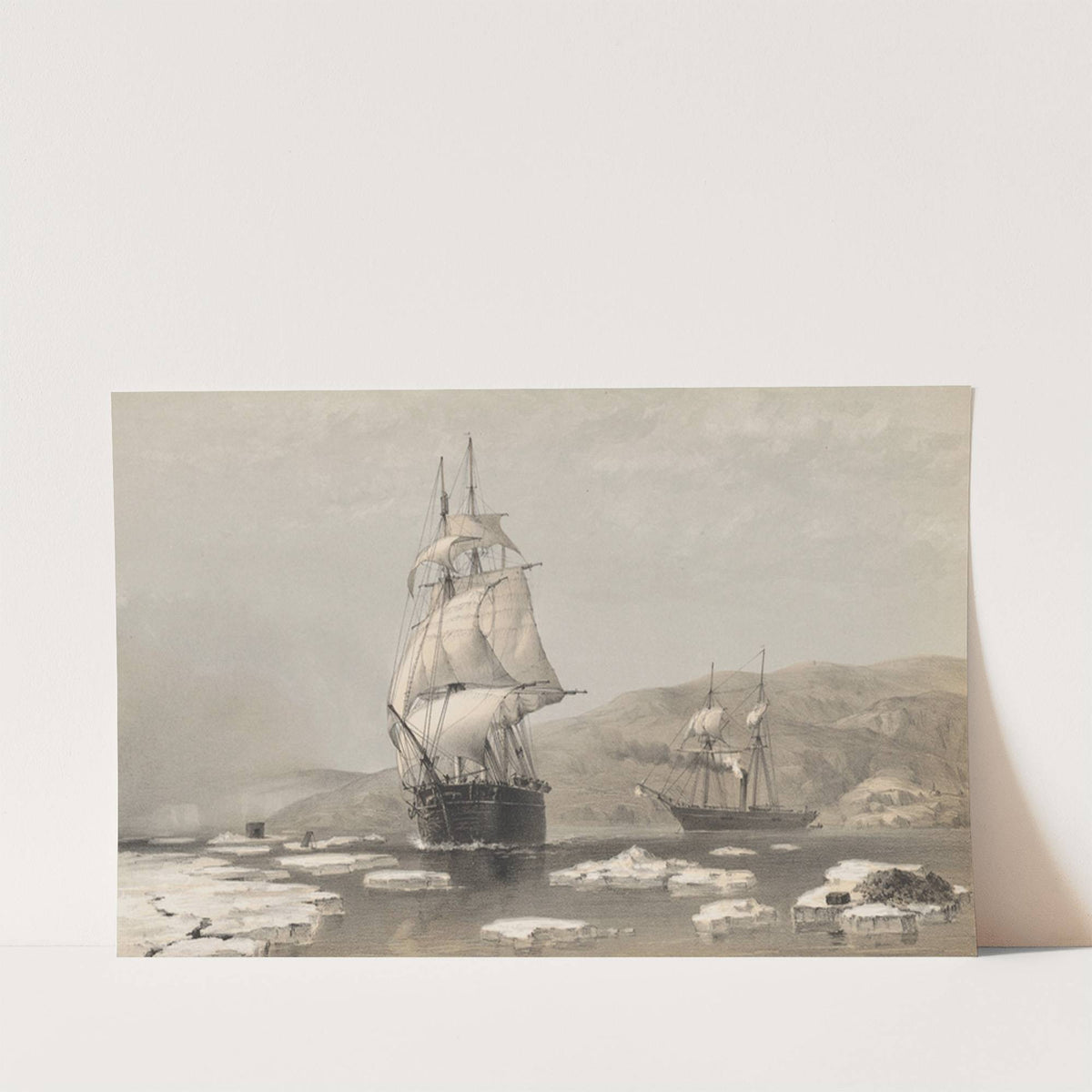 H.M.S. Assistance and Pioneer breaking out of Winter Quarters, 1854 by Walter William May