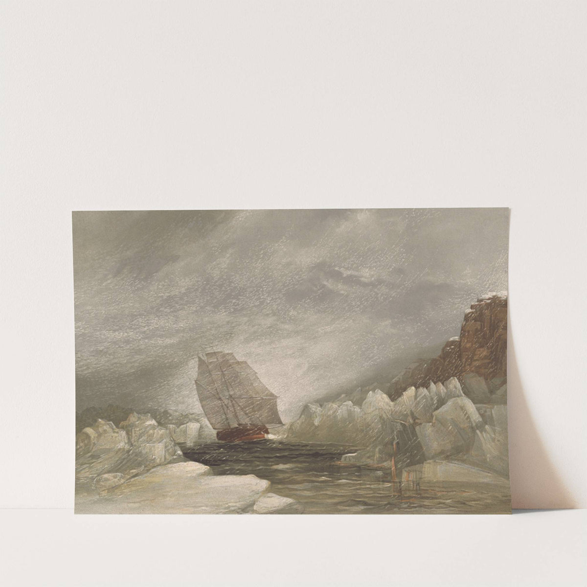 H.M.S. Investigator running through a narrow channel (1854) by Samuel Gurney Cresswell