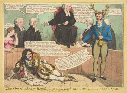 The court of Kings Bench turn’d into a cock pit, or 800 symptoms of Kean [altered from keen] sport (1825)