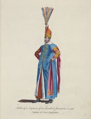 Habit of a captain of an hundred Janisaries in 1568. Captain de cent Janissaires. (1757-1772)