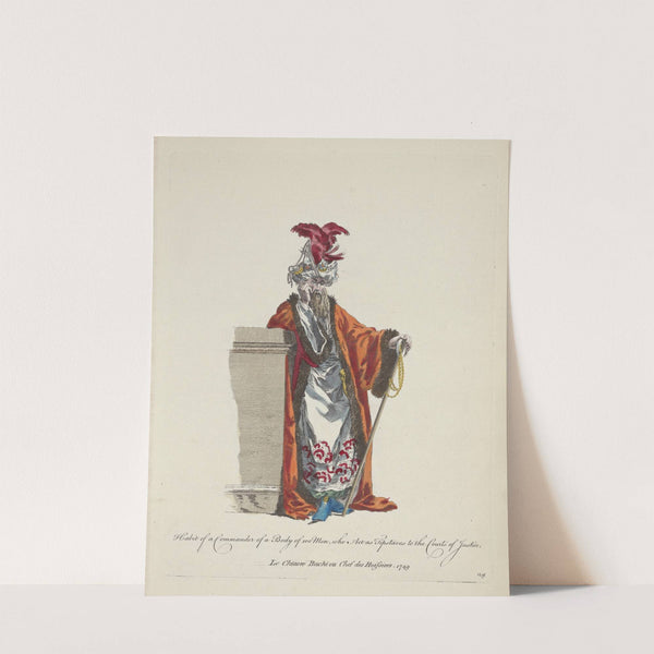 Habit of a commander of a body of 100 men, who act as tipstaves to the courts of justice. Le chiaoro bachi ou chef des huissiers 1749. (1757-1772) by Charles Grignion