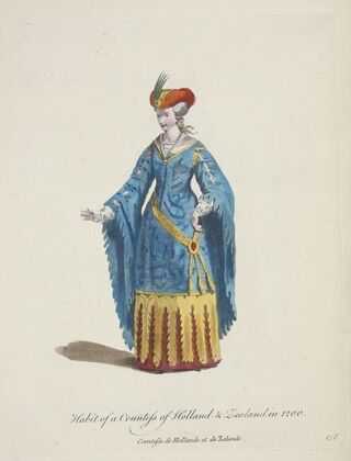 Habit of a countess of Holland and Zealand in 1200. Comtesse de Hollande et de Zelande. (1757-1772)