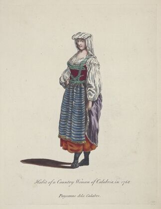 Habit of a country woman of Clabria in 1768. Paysanne de la Calabre. (1757-1772)