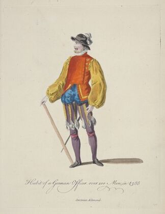 Habit of a German officer over 100 men in 1588. Centenier Allemand. (1757-1772)
