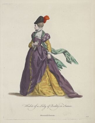 Habit of a lady of quality in France. Demoiselle Francoise. (1757-1772)