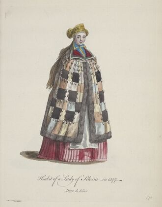 Habit of a lady of Silesia in 1577. Dame de Silésie. (1757-1772)