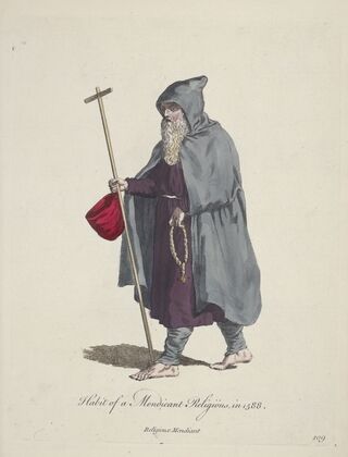 Habit of a mendicant religious in 1588. Religious mendicant. (1757-1772)
