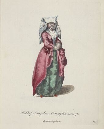 Habit of a Neapolitan country woman in 1768. Paysanne Napolitaine. (1757-1772)