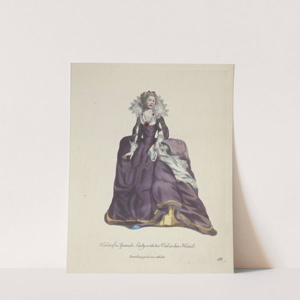 Habit of a Spanish lady with her veil in her hand. Dame Espagnole avec son voile. (1757-1772) by Charles Grignion