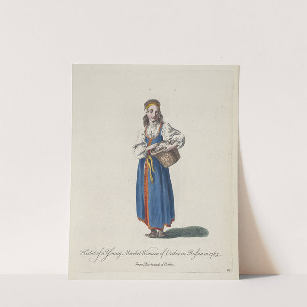 Habit of a young market woman of Octha in Russia in 1765. Jeune marchande d’Octha. (1757-1772) by Charles Grignion