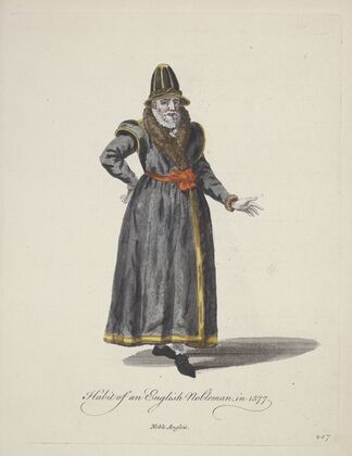 Habit of an English nobleman in 1577. Noble Anglais. (1757-1772)