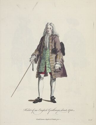 Habit of and English gentleman about 1700. Gentil-homme Anglois de l’année 1700. (1757-1772)