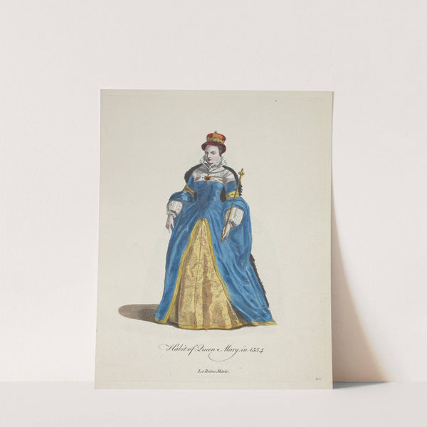 Habit of Queen Mary in 1554. La reine Marie. (1757-1772) by Charles Grignion