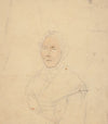Half-length portrait of elderly woman wearing tigh-fitting bonnett