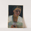Half-length portrait of Lee Hoetger with flower by Paula Modersohn-Becker