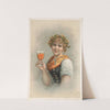 Half-length portrait of woman with a wreath of hops and barley, holding a glass of beer (1890) by Louis Prang & Co.
