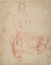 half-length study of bearded nude male figure, and a man and woman with donkey