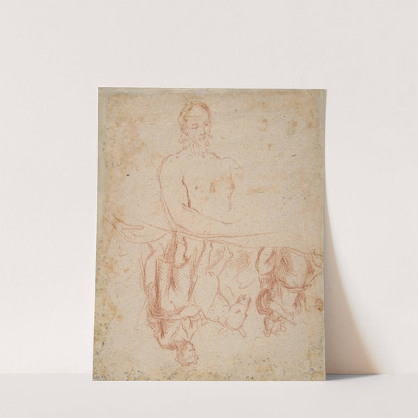 half-length study of bearded nude male figure, and a man and woman with donkey by Salvator Rosa