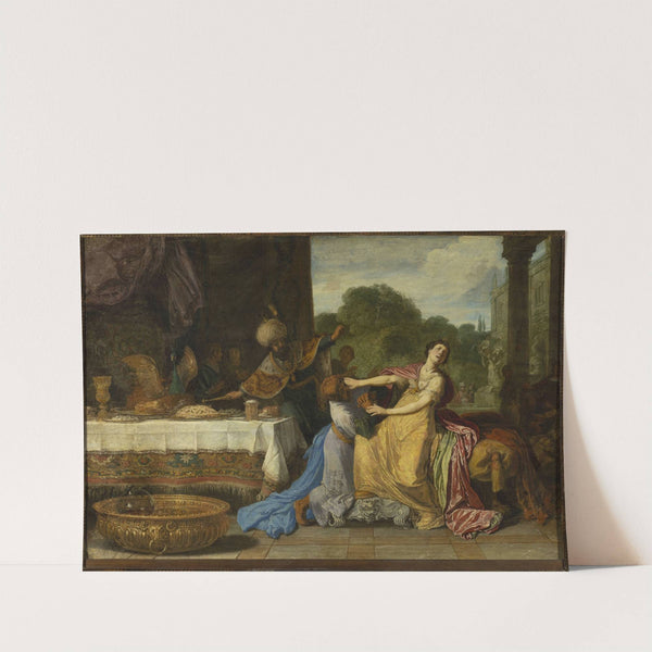 Haman begging the mercy of Esther (Esther 7-6-7) by Pieter Lastman