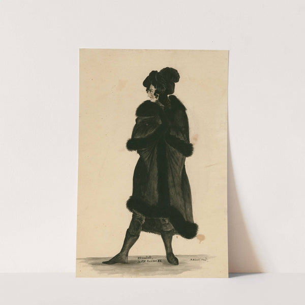 Hamlet, act V, scene IV [person in black plumed hat and fur-trimmed coat] by A. Folwell