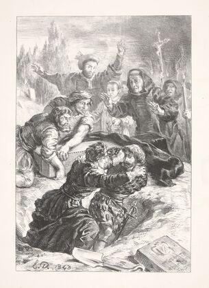 Hamlet and Laertes fight in the grave (Act V, scene I (1864)