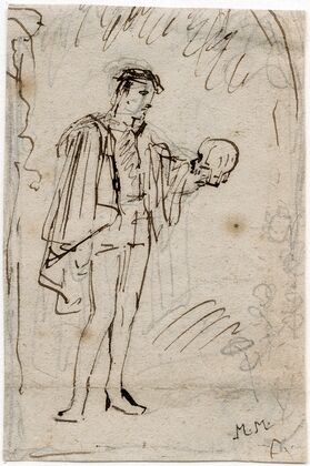 Hamlet en Ophelia elkaar omarmend