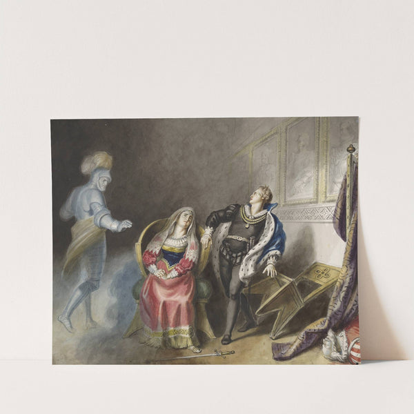 Hamlet, III, 4, Ghost, Queen, and Hamlet (1829) by Johann Heinrich Ramberg