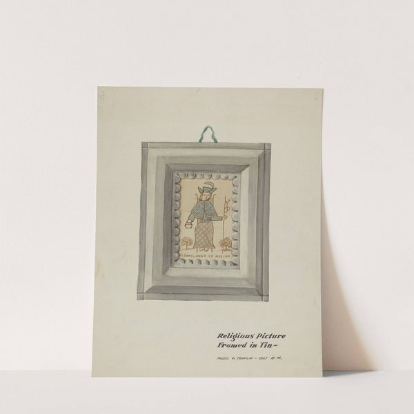 Hand Drawn Santo Nino de Atocha -Hand Made Tin Frame by Majel G. Claflin