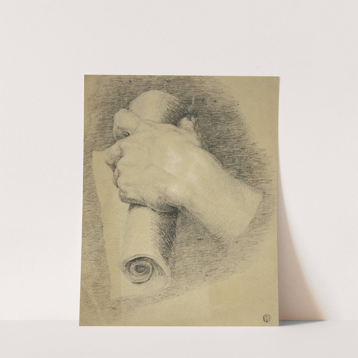 Hand Holding Roll of Papers by Charles Lucy