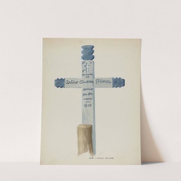 Hand Made &amp; Painted Wooden Cross - Headstone by Majel G. Claflin