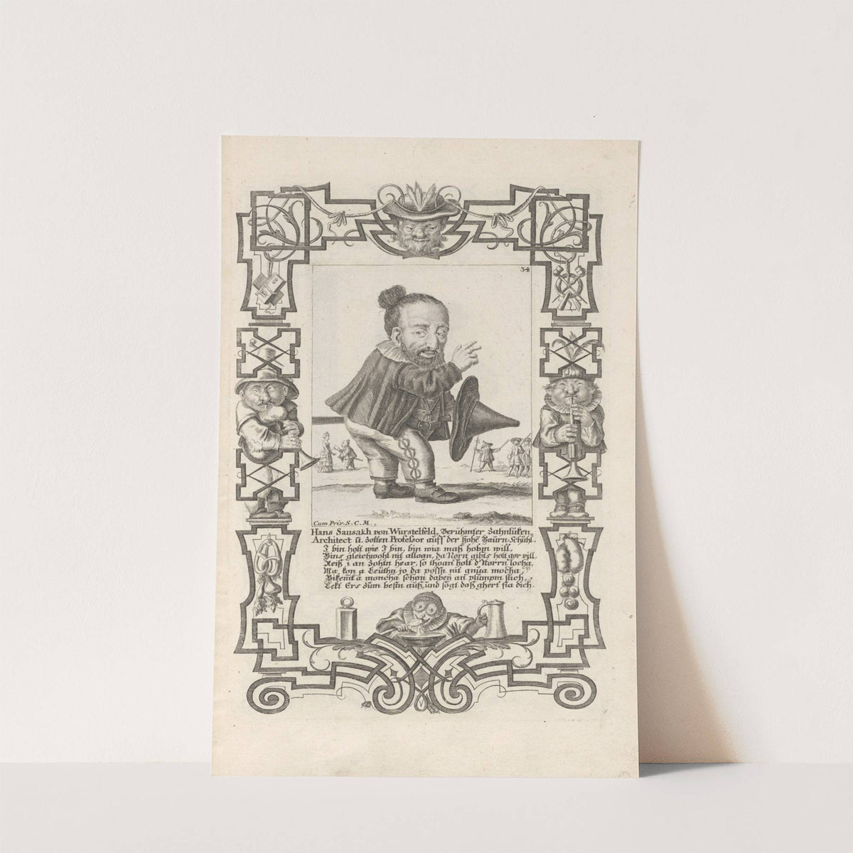 Hans Sausakh von Wurstelfeld, Berühmter Zahnluken-Architekt und zotten Professor auff der hohe Bauern-Schuhl, Pl. 34 (1710-1719) by Elias Baeck