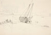 Harbor Scene, Beached Boat