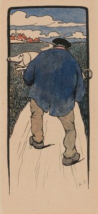 Harmonica Player and a Row of Dancing Figures