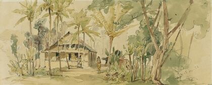 Haus des Roankiddi-Häuptlings auf der Insel Puinipet (Ponape), Caroline Islands (1858)