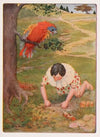 He began with his hands and naiis to dig up the earth that he had watered