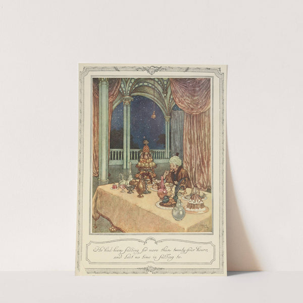 He had been fasting for more than twenty-four hours and lost no time in falling to (1910) by Edmund Dulac