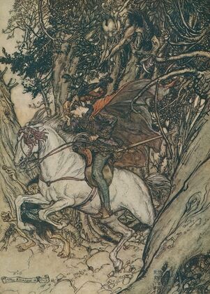 He saw by the moonlight momentarily unveiled, a little island encircled by the flood ; and there under the branches of the overhanging trees was Undine.