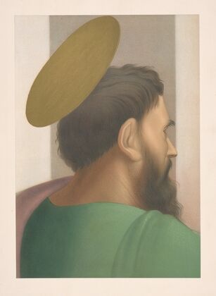 Head from fresco of The Raising of Petronilla. (1862)