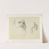 Head of a bearded man (left) study of folded hands (right) (1860-1867) by Ernst Deger